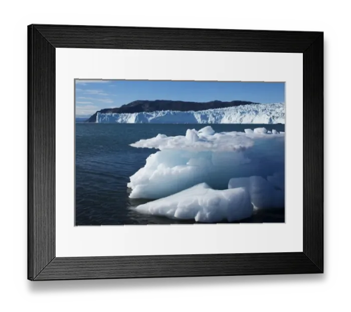 Framed Print : Greenland, Ilulissat, Icebergs calved from Eqip Glacier stranded at low tide along Framed Print : Greenland, Ilulissat, Icebergs calved from Eqip Glacier stranded at low tide along