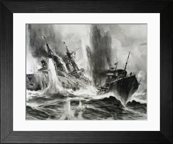 Framed Print : WORLD WAR I (1914-1918). Battle in the North Sea (24 January 1915). The English battleship