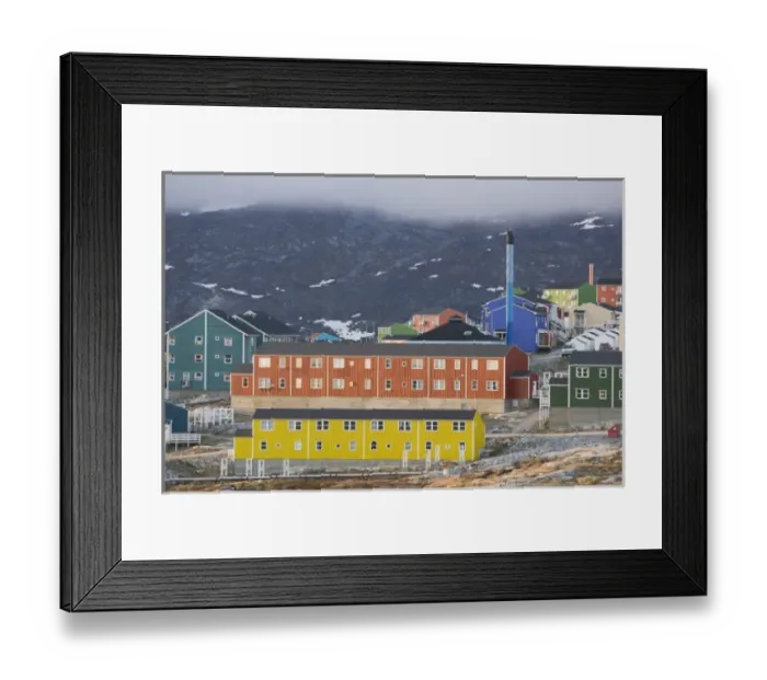 Framed Print : Greeland. Colorful houses built on rocks, Illulissat, Greenland Framed Print : Greeland. Colorful houses built on rocks, Illulissat, Greenland