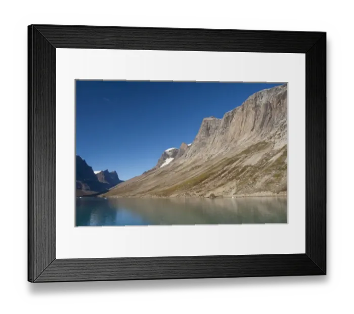 Framed Print : Greenland, Southeast coast, Skjoldungen Fjord. Deep cliffs carved by ancient glacier Framed Print : Greenland, Southeast coast, Skjoldungen Fjord. Deep cliffs carved by ancient glacier