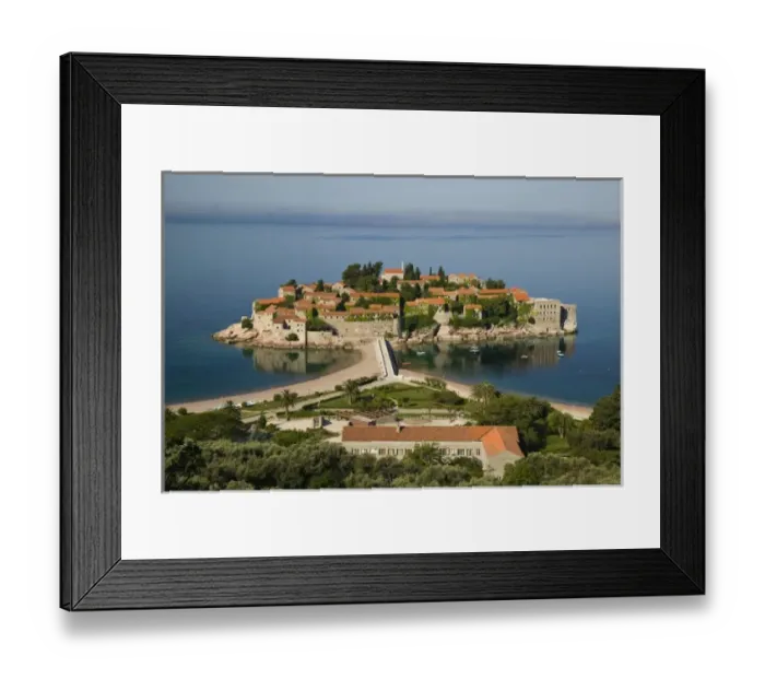 Framed Print : Montenegro, Sveti Stefan. Coastal Montenegran Resort Island