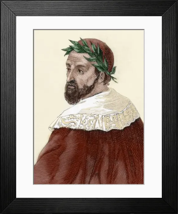 Framed Print : Ariosto, Ludovico (1474-1533). Italian poet. Colored engraving