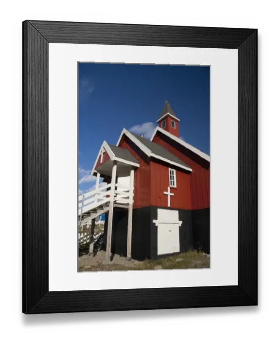 Framed Print : Greenland, Prince Christian Sound (aka Prins Christian Sund). Small fishing settlement