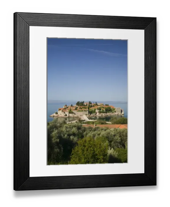 Framed Print : Montenegro, Sveti Stefan. Coastal Montenegran Resort Island Framed Print : Montenegro, Sveti Stefan. Coastal Montenegran Resort Island