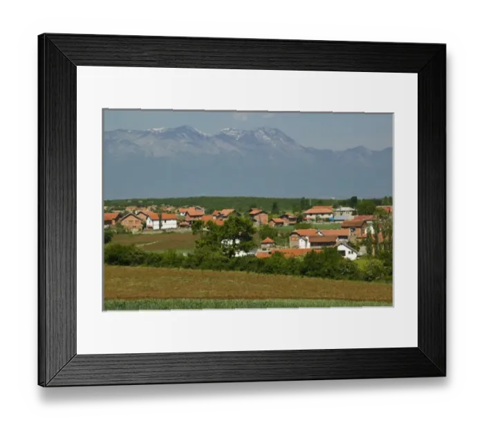 Framed Print : KOSOVO, Balince. View of Muslim village of BALINCE rebuilt after Kosovo War (1998-1999)