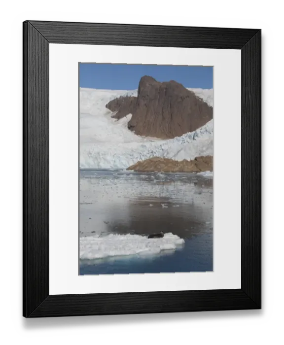 Framed Print : Greenland, Prince Christian Sound (aka Prins Christian Sund). Bearded seal on iceberg (Wild