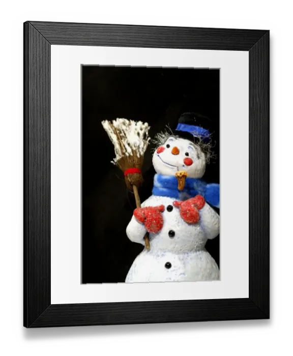 Framed Print : Holiday Still Life, Simpich Caracter Doll Burr Tholomew the Snowman. Property Released