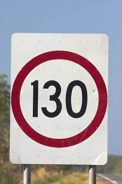 130km speed sign, Stuart Highway near Darwin, Northern Territory, Australia