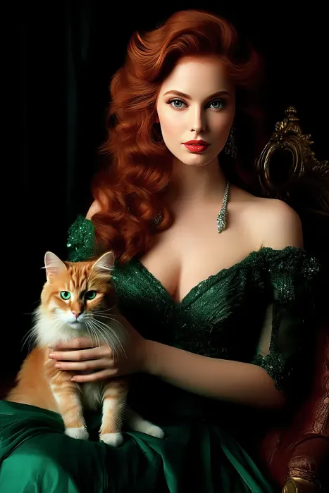 Framed Print : 19th century French queen holding Maine coon cat. ©Jim Zuckerman  /  Jaynes Gallery  /  DanitaDelimont.com