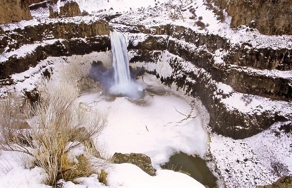 200 foot high Palouse Falls in Washington in winter