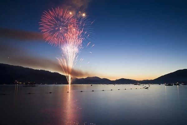The 4th of July Fireworks display from Whitefish City Beach in Montana