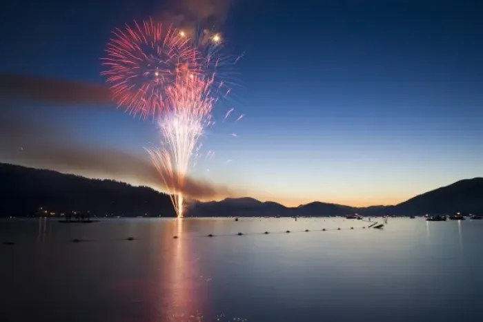 Framed Print : The 4th of July Fireworks display from Whitefish City Beach in Montana Framed Print : The 4th of July Fireworks display from Whitefish City Beach in Montana