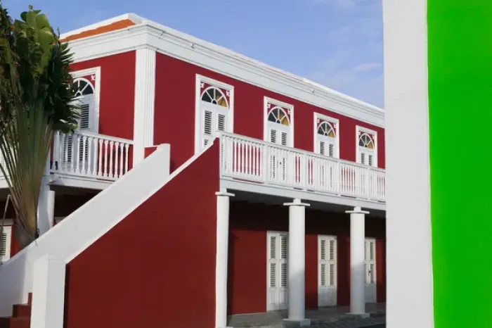Framed Print : ABC Islands - ARUBA - Oranjestad: Colorful Aruban Government Building