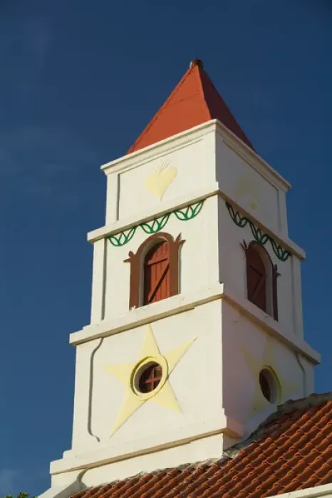 Framed Print : ABC Islands - ARUBA - Oranjestad: Original Steeple of the Protestant Church of Aruba (b Framed Print : ABC Islands - ARUBA - Oranjestad: Original Steeple of the Protestant Church of Aruba (b