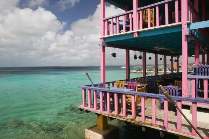 Framed Print : ABC Islands - BONAIRE - Kralendijk: Colorful Building at the Divi Flamingo Resort