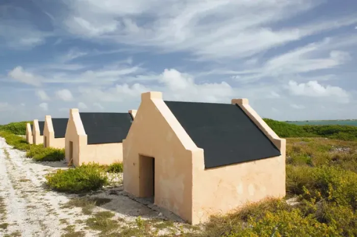 Framed Print : ABC Islands - BONAIRE - Oranje Pan: The Red Slave Huts Framed Print : ABC Islands - BONAIRE - Oranje Pan: The Red Slave Huts