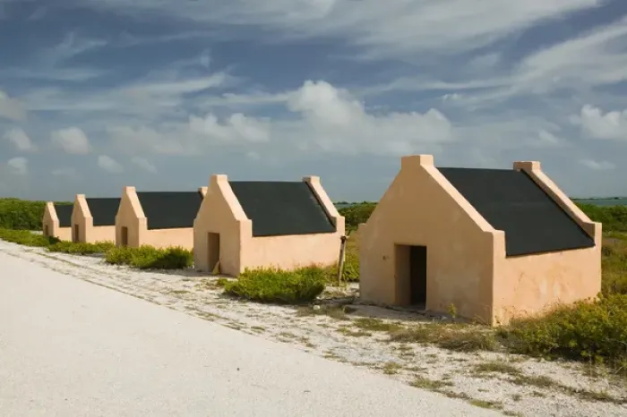 Framed Print : ABC Islands - BONAIRE - Oranje Pan: The Red Slave Huts
