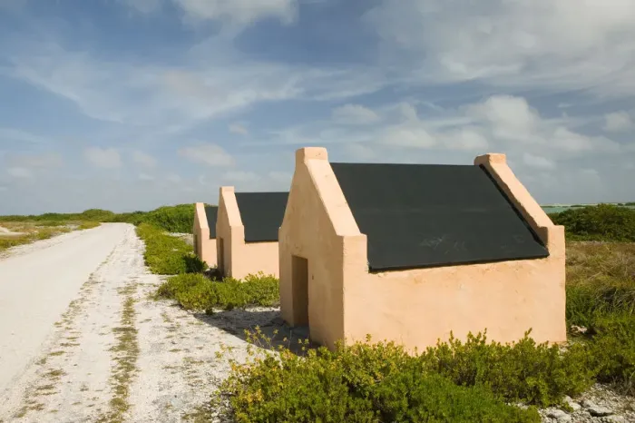Framed Print : ABC Islands - BONAIRE - Oranje Pan: The Red Slave Huts Framed Print : ABC Islands - BONAIRE - Oranje Pan: The Red Slave Huts
