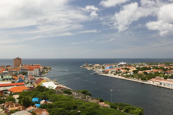 ABC Islands - CURACAO - Willemstad: Aerial View of Punda and Otrobanda  /  Daytime