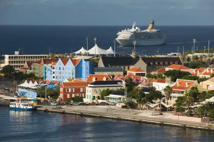 Framed Print : ABC Islands - CURACAO - Willemstad: High angle view of Otrobanda Waterfront & Cruise