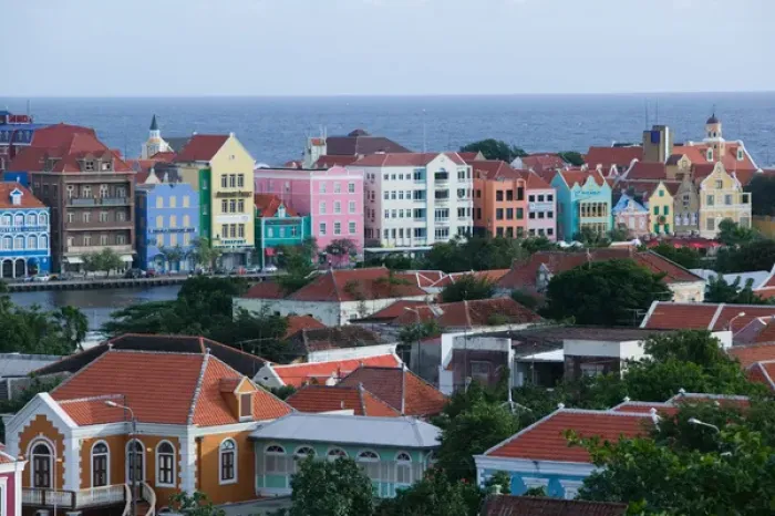 Framed Print : ABC Islands - CURACAO - Willemstad: Late afternoon High View of Punda Waterfront