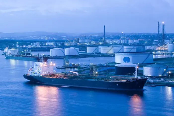 Framed Print : ABC Islands - CURACAO - Willemstad: Oil Tankers at Curacao Island Oil Refinery / Evening Framed Print : ABC Islands - CURACAO - Willemstad: Oil Tankers at Curacao Island Oil Refinery / Evening