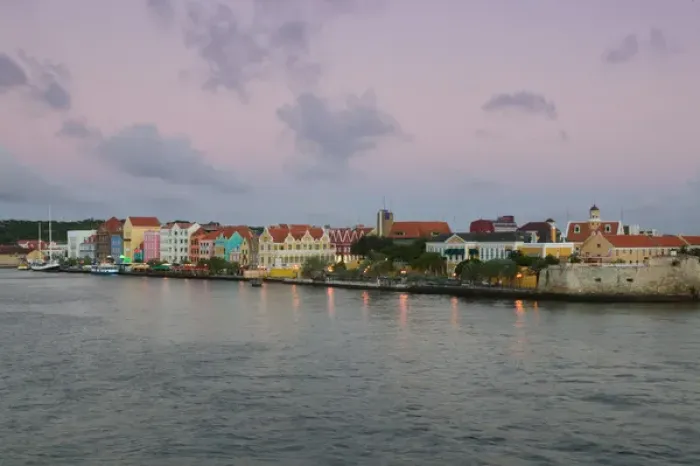 Framed Print : ABC Islands - CURACAO - Willemstad: Punda - Waterfront Buildings  /  Dusk