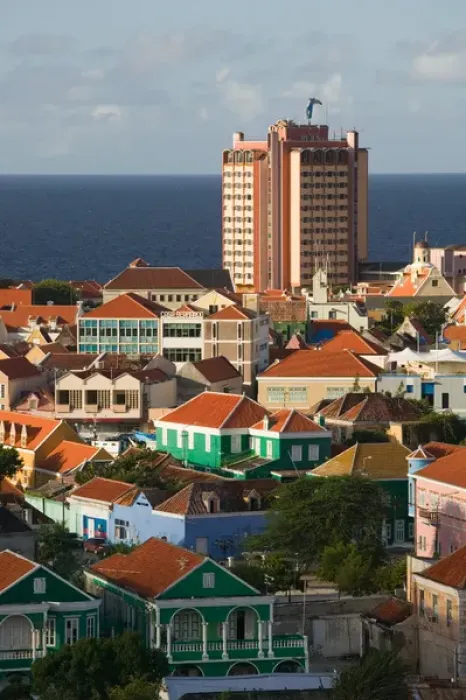 Framed Print : ABC Islands - CURACAO - Willemstad: View of PUNDA with Plaza Hotel Curacao / Morning Framed Print : ABC Islands - CURACAO - Willemstad: View of PUNDA with Plaza Hotel Curacao / Morning