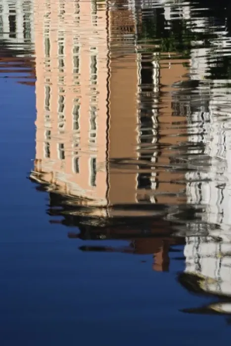 Framed Print : Abstract building reflection on Ljubljanica River, Ljubljana, Slovenia Framed Print : Abstract building reflection on Ljubljanica River, Ljubljana, Slovenia