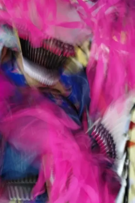 Framed Print : Abstract motion view of colorfully dressed Native American Indian dance, Montana Framed Print : Abstract motion view of colorfully dressed Native American Indian dance, Montana