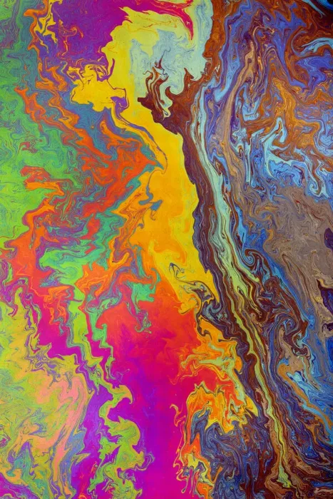 Framed Print : Abstract pattern in oil spilled in small stream, Costa Rica Framed Print : Abstract pattern in oil spilled in small stream, Costa Rica