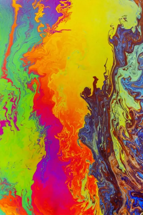 Framed Print : Abstract pattern in oil spilled in small stream, Costa Rica Framed Print : Abstract pattern in oil spilled in small stream, Costa Rica