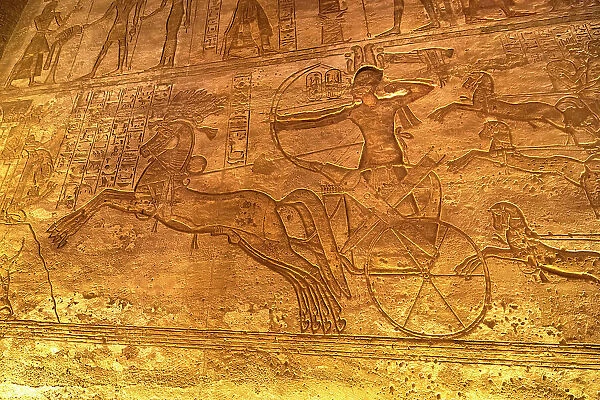 Abu Simbel. Ancient Temple Complex cut into solid rock. Part of a Unesco World Heritage Site. Located at the second Cataract of the Nile River, Egypt