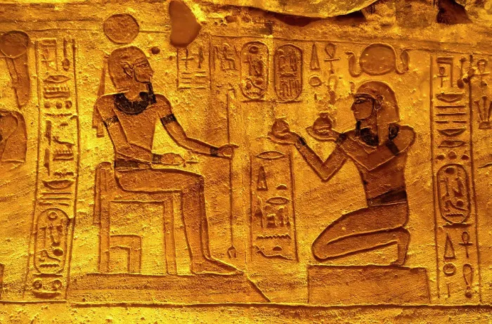 Framed Print : Abu Simbel. Ancient Temple Complex cut into solid rock. Part of a Unesco World Heritage Site. Located at the second Cataract of the Nile River, Egypt