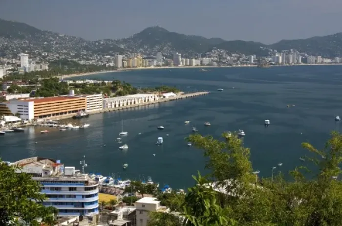 Framed Print : Acapulco Bay lined with hotels in Acapulco, Guerrero, Mexico Framed Print : Acapulco Bay lined with hotels in Acapulco, Guerrero, Mexico