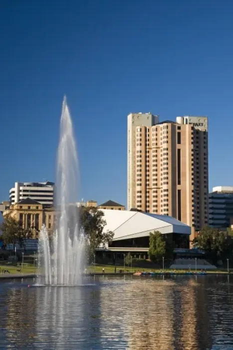 Framed Print : Adelaide Festival Centre, Hyatt Regency Hotel and Torrens Lake, Adelaide, South Australia