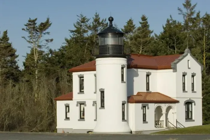 Framed Print : Admiralty Head Lighthouse originally built in 1861. Built new lighthouse 1903 which Framed Print : Admiralty Head Lighthouse originally built in 1861. Built new lighthouse 1903 which