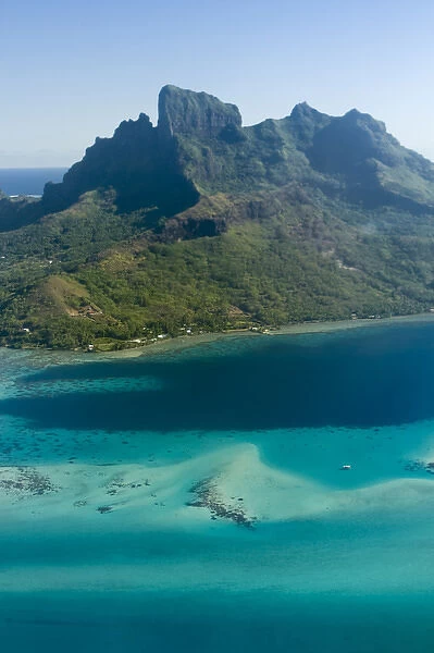 Aerial of Bora Bora in the Society Islands, French Polynesia
