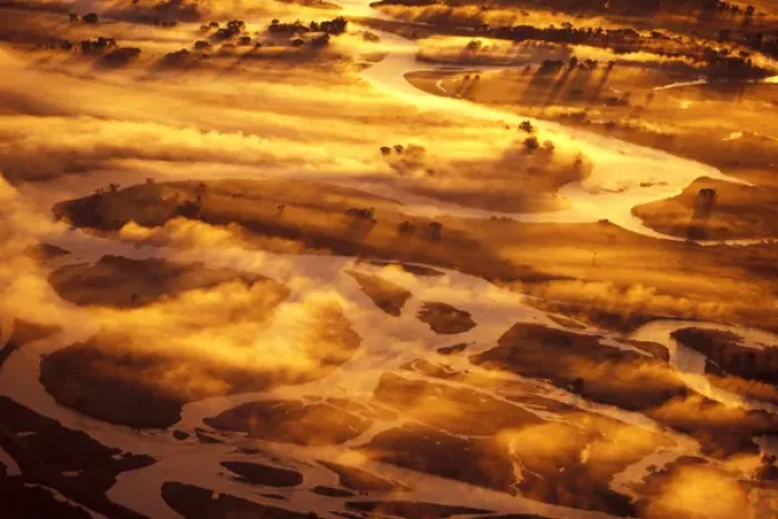 Framed Print : Aerial of the Headwaters of the Missouri River State Park near Three Forks Montana