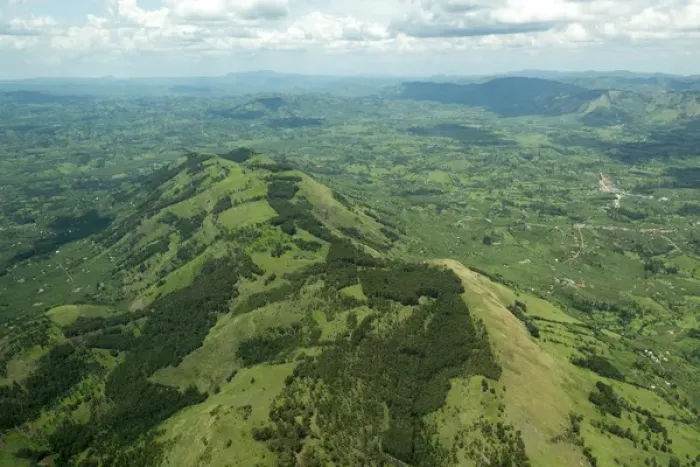 Framed Print : Aerial landscape in south western Uganda