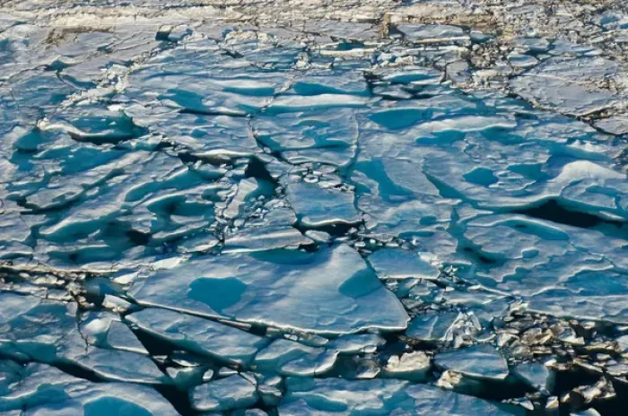 Framed Print : aerial of multi-layer ice (freshwater pans formed over the years where the salt is Framed Print : aerial of multi-layer ice (freshwater pans formed over the years where the salt is