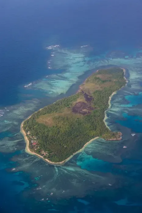 Framed Print : Aerial photo of a little island in Tonga, South Pacific