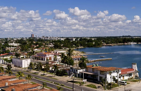 Aerial scene panoramic of the small important village of Cienfuegos in South Cuba