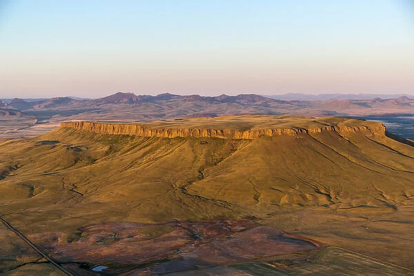 Aerial of Square Butte near Great Falls, Montana, USA