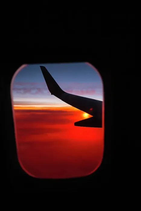 Framed Print : Aerial sunset view from airplane window above California, USA Framed Print : Aerial sunset view from airplane window above California, USA