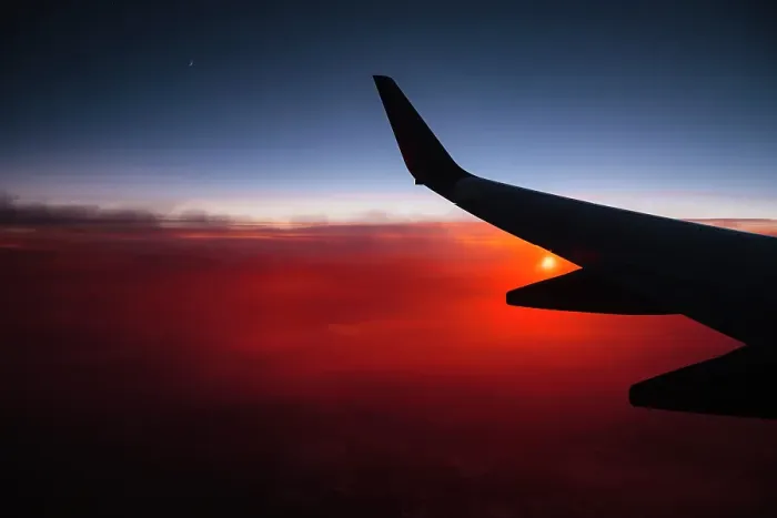 Framed Print : Aerial sunset view from airplane window above California, USA Framed Print : Aerial sunset view from airplane window above California, USA