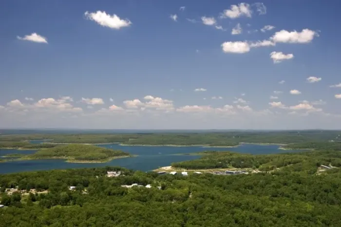 Framed Print : Aerial view of Bull Shoal Lake in northern Arkansas