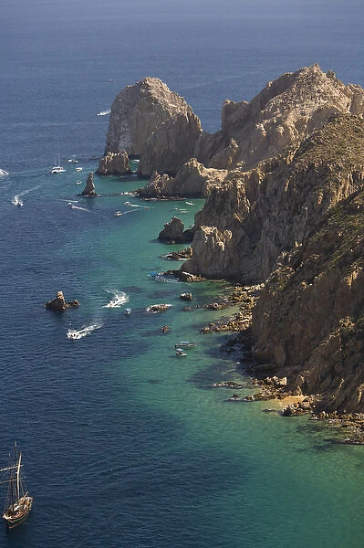 Aerial view of Cabo San Lucas from ultralight aircraft, Baja California, Mexico