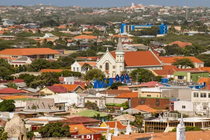 Framed Print : Aerial view of capital city Willemstad, Curacao Framed Print : Aerial view of capital city Willemstad, Curacao