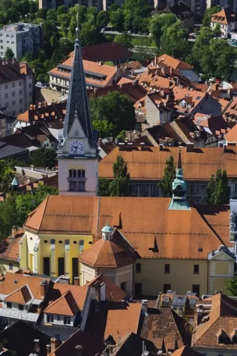 Framed Print : Aerial view of church, Ljubljana, Slovenia Framed Print : Aerial view of church, Ljubljana, Slovenia